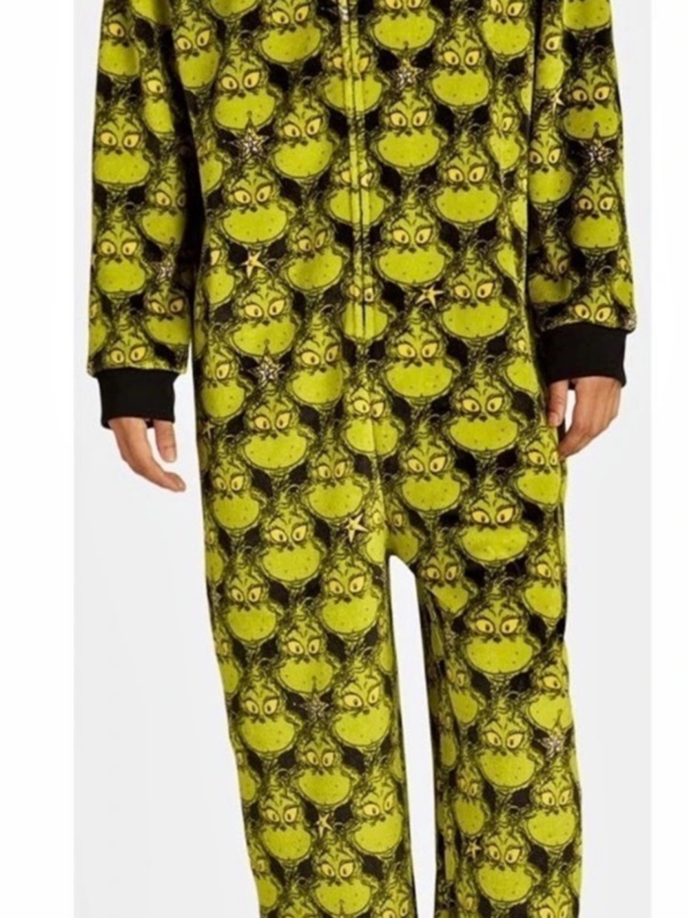 Dr. Seuss The Grinch Allover hooded Super Minky onesie